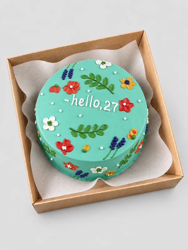 Бенто - торт "Hello 27" — Бенто-торт с дизайном как на фото.